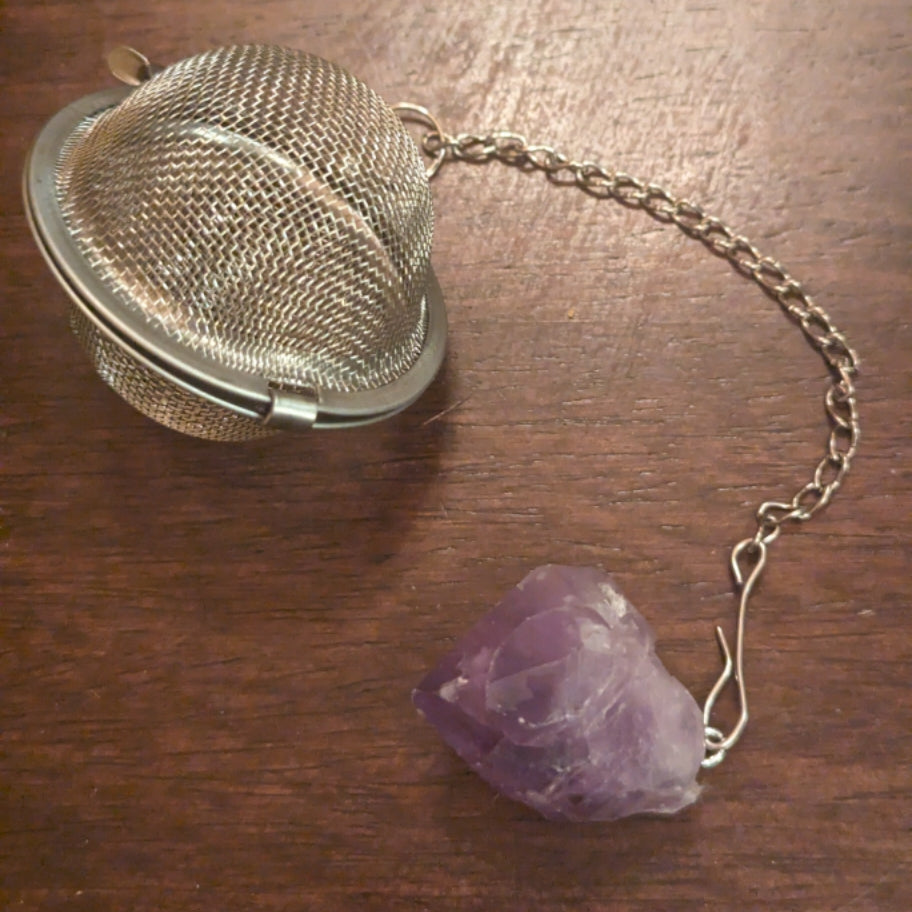 Stainless Steel and Raw Amethyst Tea Infuser