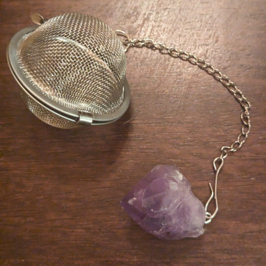 Stainless Steel and Raw Amethyst Tea Infuser