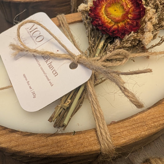 Dark Haven - Oval Wood Dough Bowl Candle