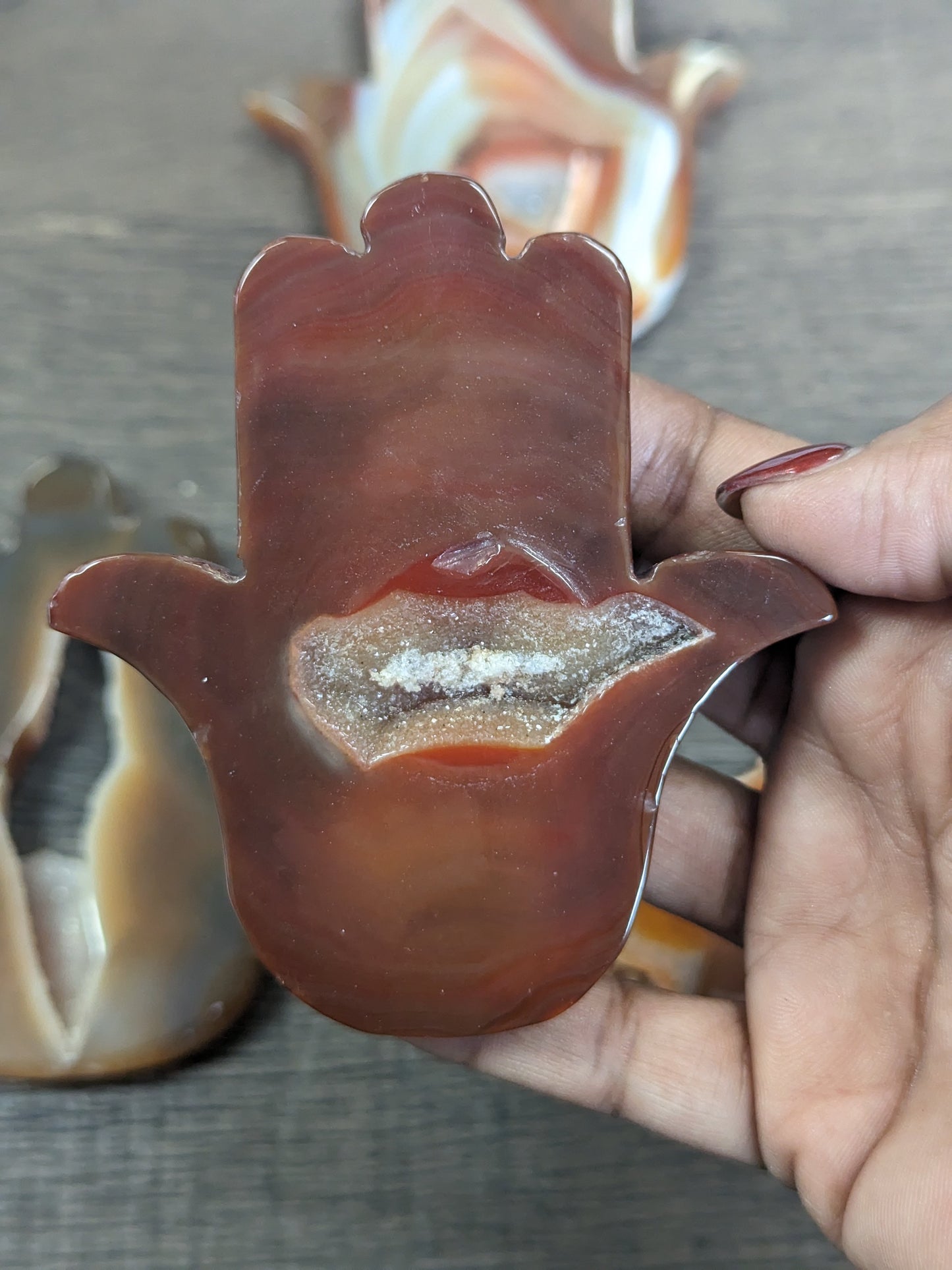Carnelian Hamsa Carvings