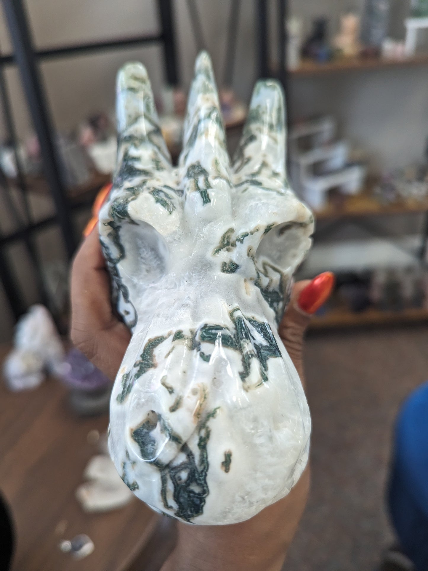 Moss Agate Dragonhead