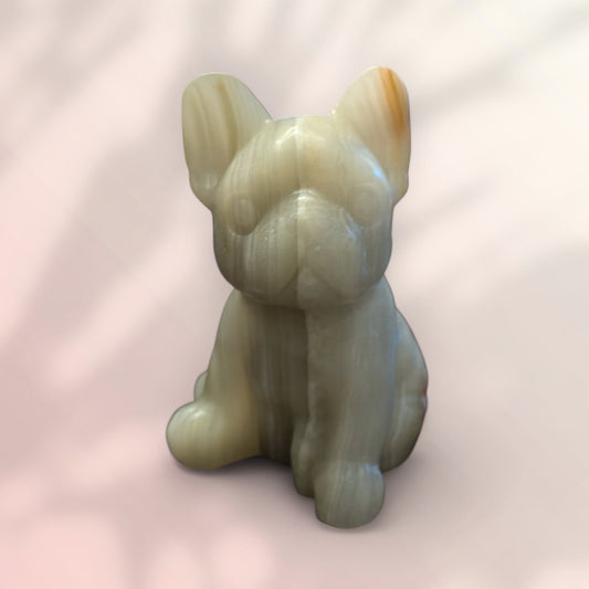 Banded Calcite "Green Onyx" Frenchie Dog