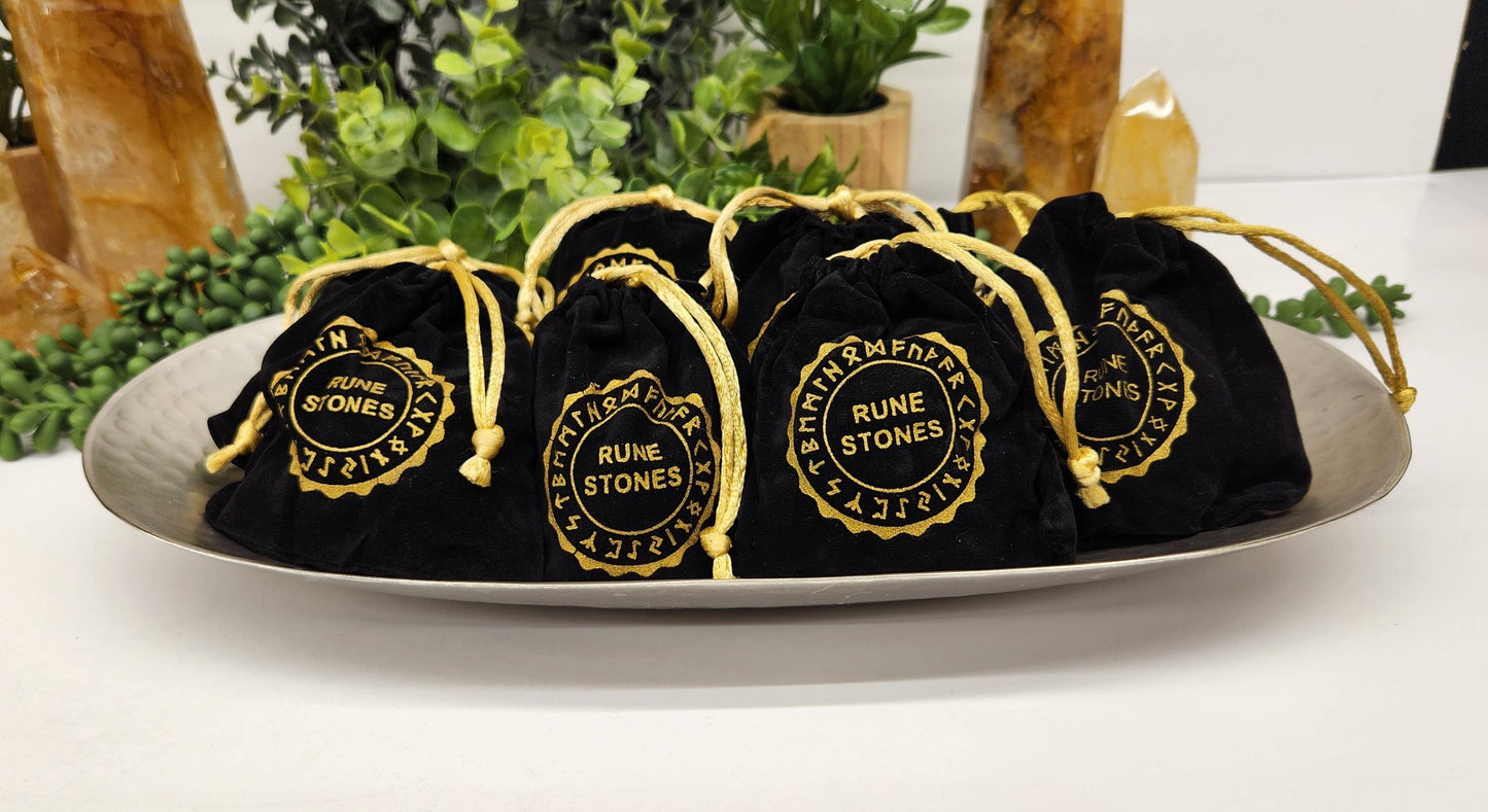 Tiger Eye Rune Sets with Velvet Pouch
