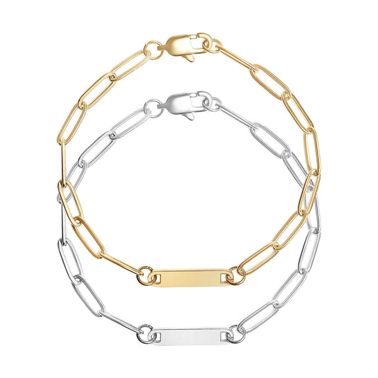 Engravable Paperclip Bar Bracelet