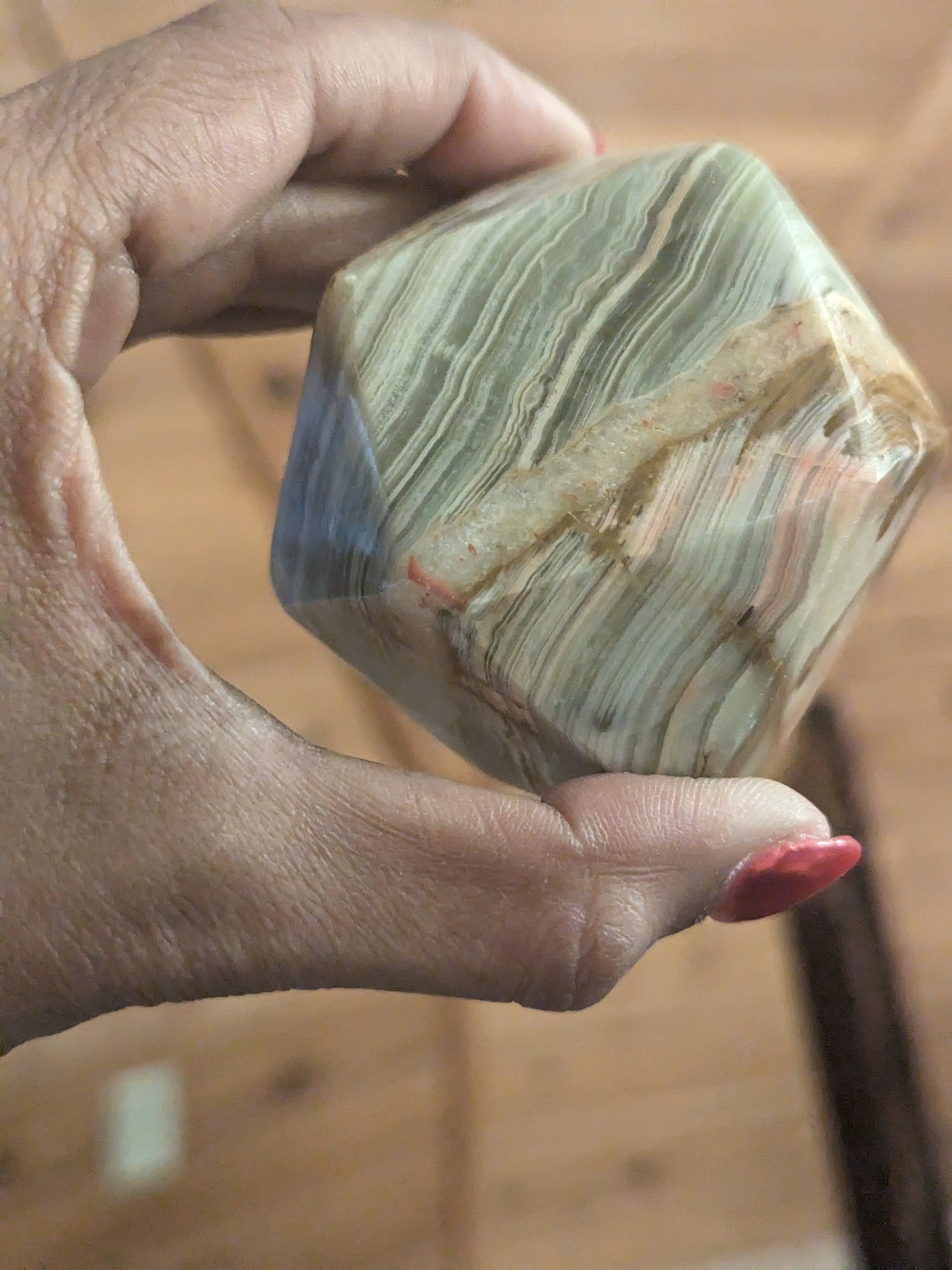 Banded Calcite "Green Onyx" Tetradecahedron