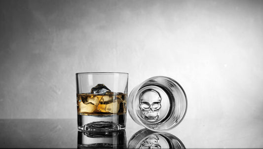 Skull Embossed Bottom Whiskey Glass - Set Of 2
