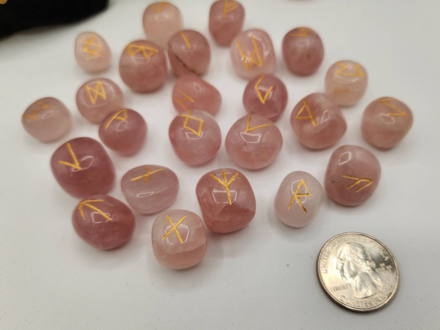 Rose Quartz Rune Sets  & Velvet Pouch