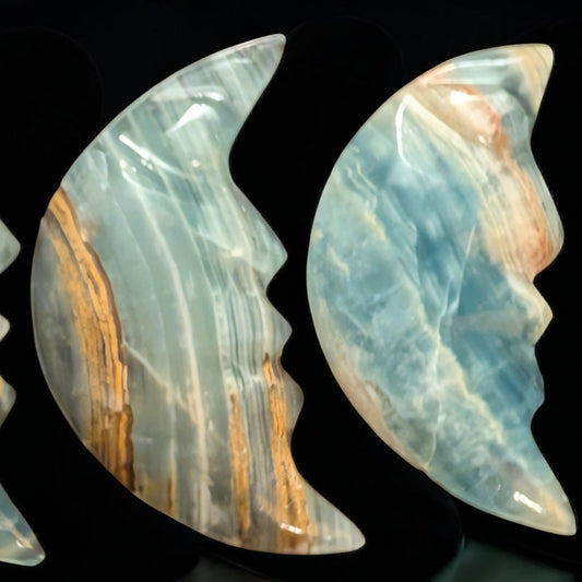 Medium Blue Onyx Moon 3”H x 1 1/2”W