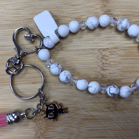 Handmade Howlite Keychain Bracelet