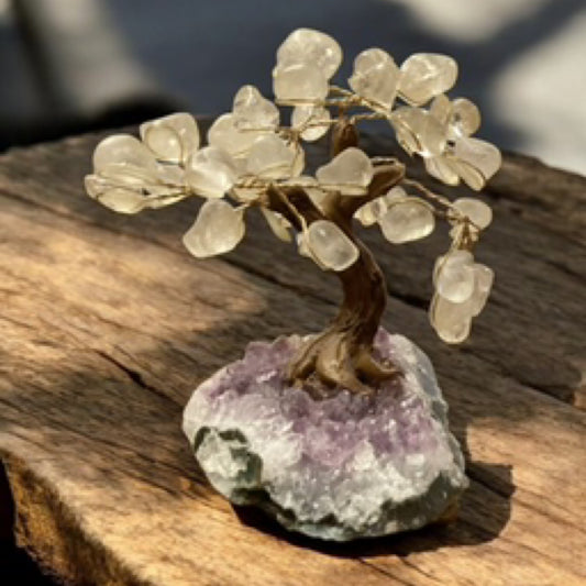 Clear Quartz Tree on Raw Amethyst