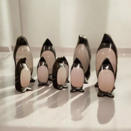 Black Onyx and Calcite Penguins