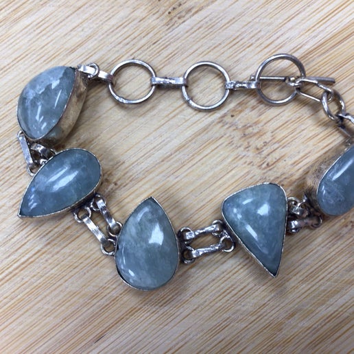Teardrop Aquamarine and Metal Bracelet