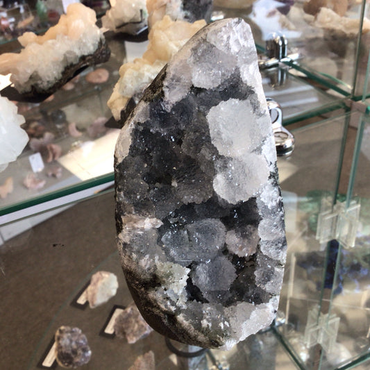 Botryoidal Blue Chalcedony w/ Druzy Quartz Geode #398838