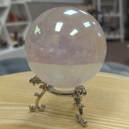 Large Aura Clear Quartz Sphere "Pearl"