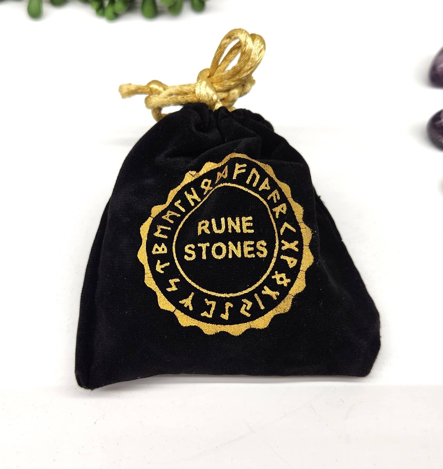 Chevron Amethyst Rune Sets with Velvet Pouch