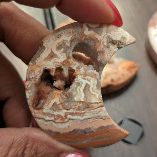 Indonesian Pink Lace Agate Moon