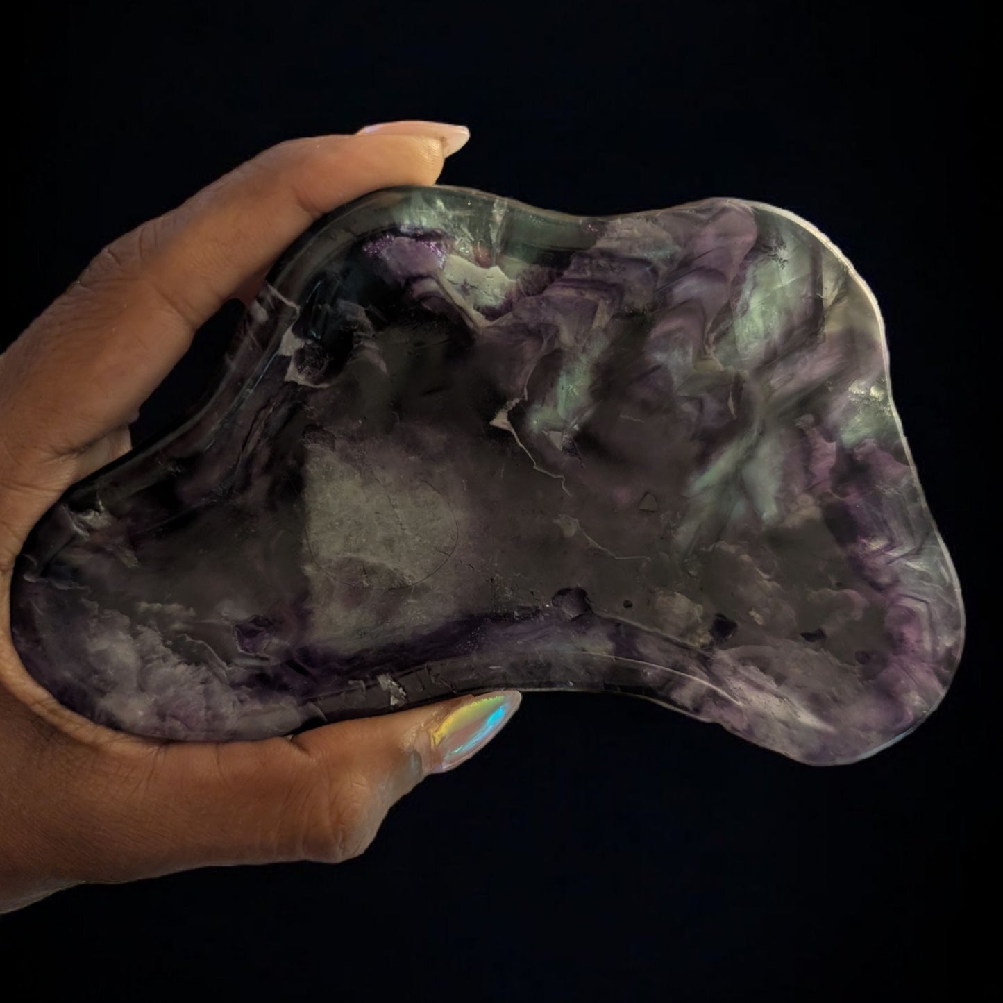 Deep Purple and Green Fluorite Bowl