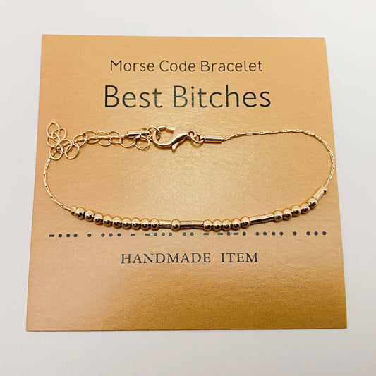 Golden Best Bitches Handmade Morse Code Bracelets