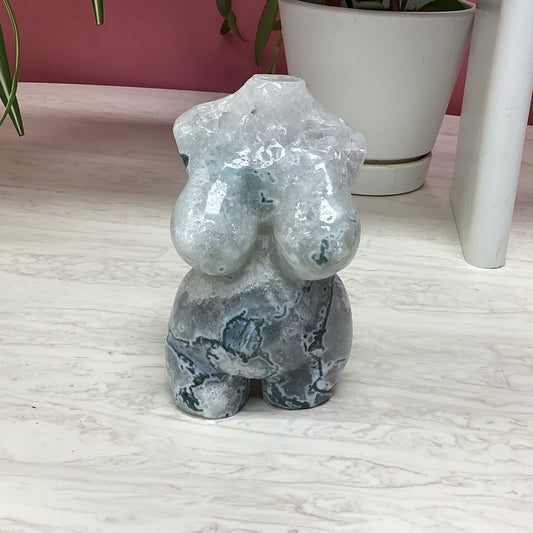 Moss Agate Pregnant Body Sculpture