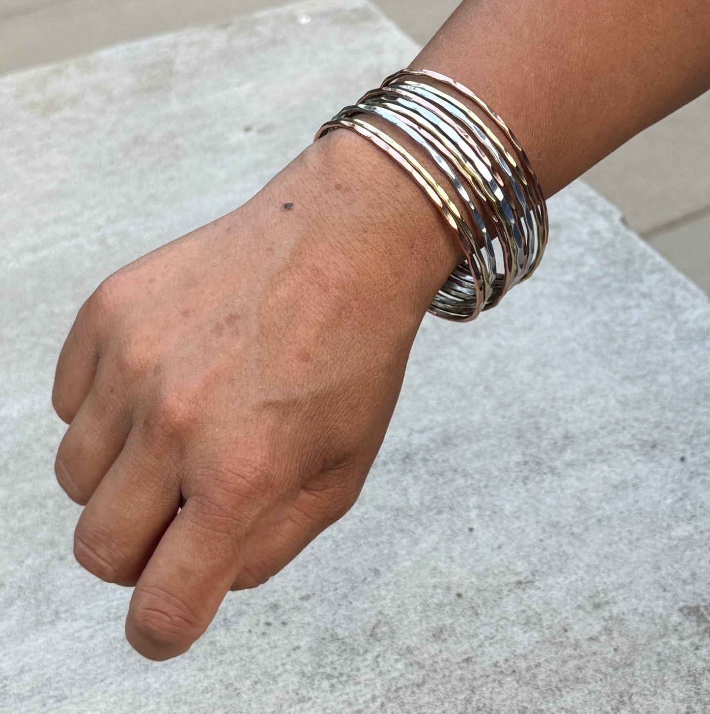 Mix Metals Hammered Cuff Bracelet