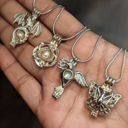 Freshwater Pearl Necklace Cages With S925 Coated Chain