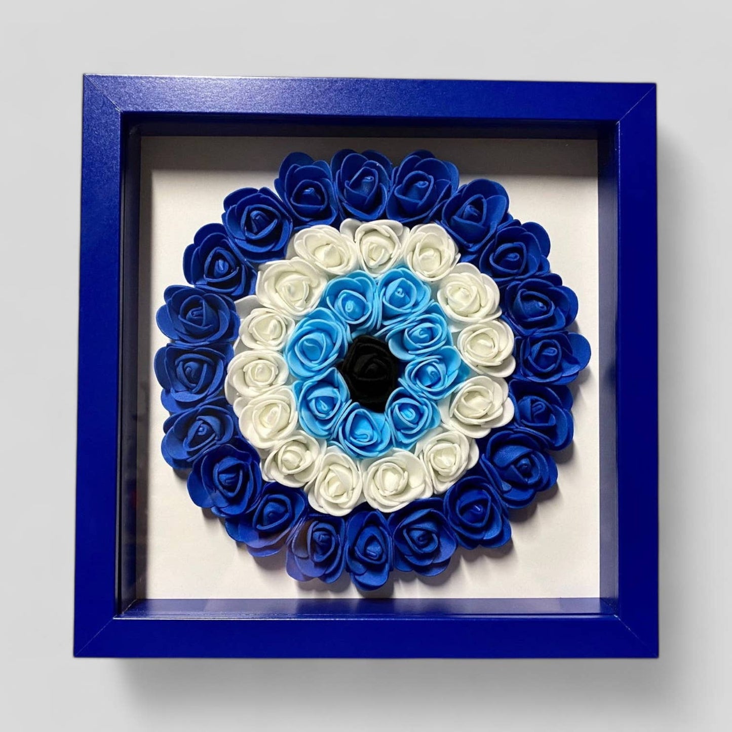 Handmade Evil Eye Nazar Boncuk MalDe Ojo Rose Flower Shadowbox