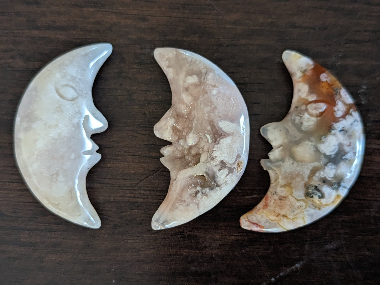 Flower Agate Moon - Small