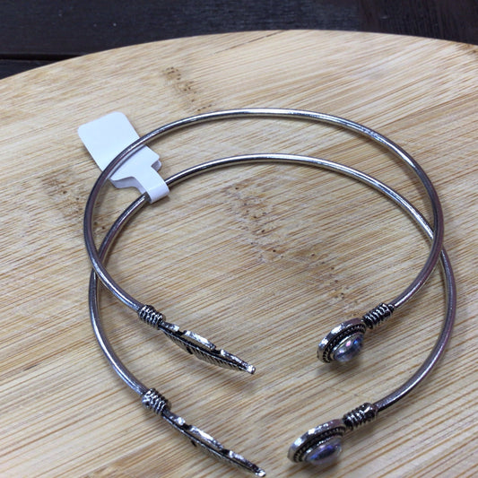 Metal Moonstone Feather Bracelet