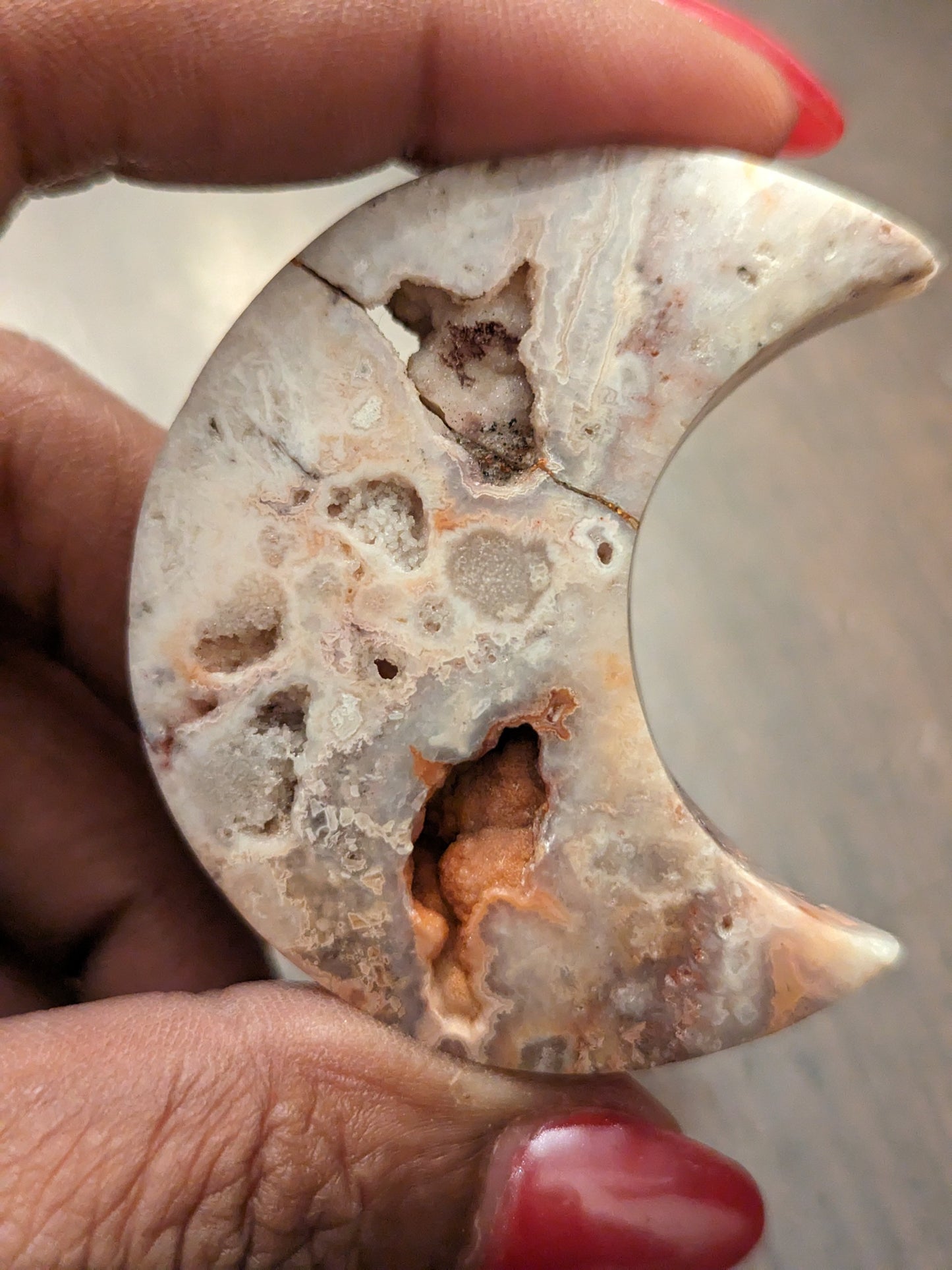 Indonesian Pink Lace Agate Moon