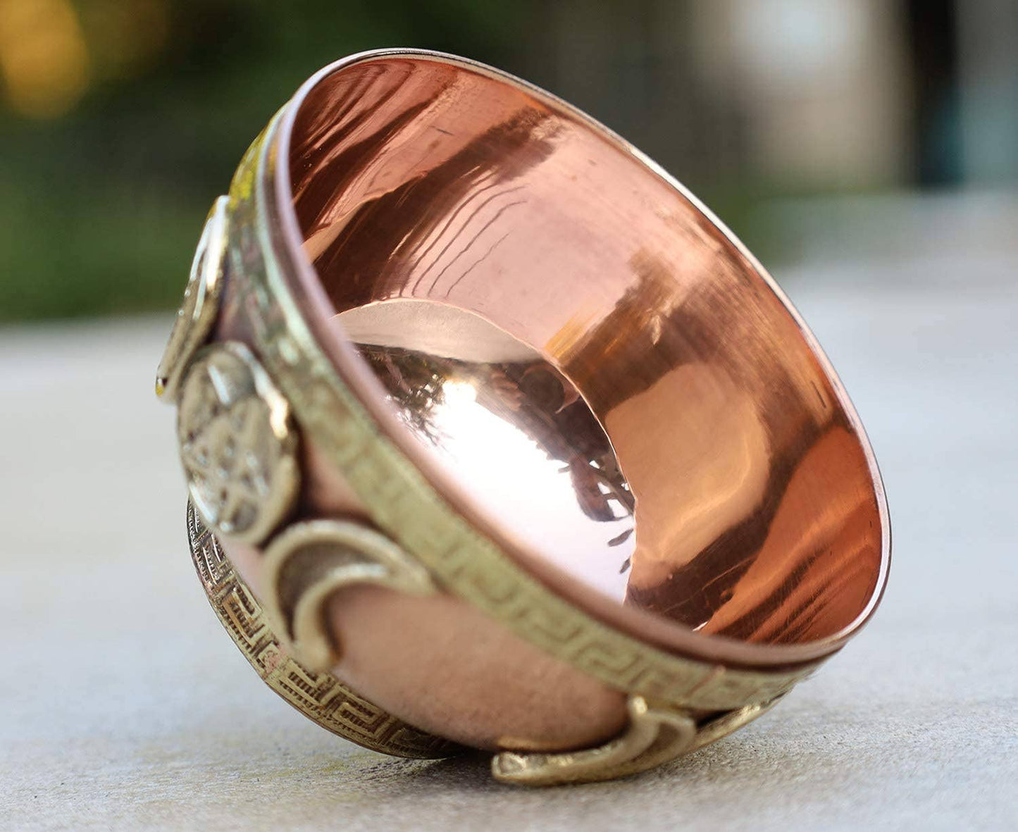Copper Offering Bowl Incense Burner Holder (Triple Moon)