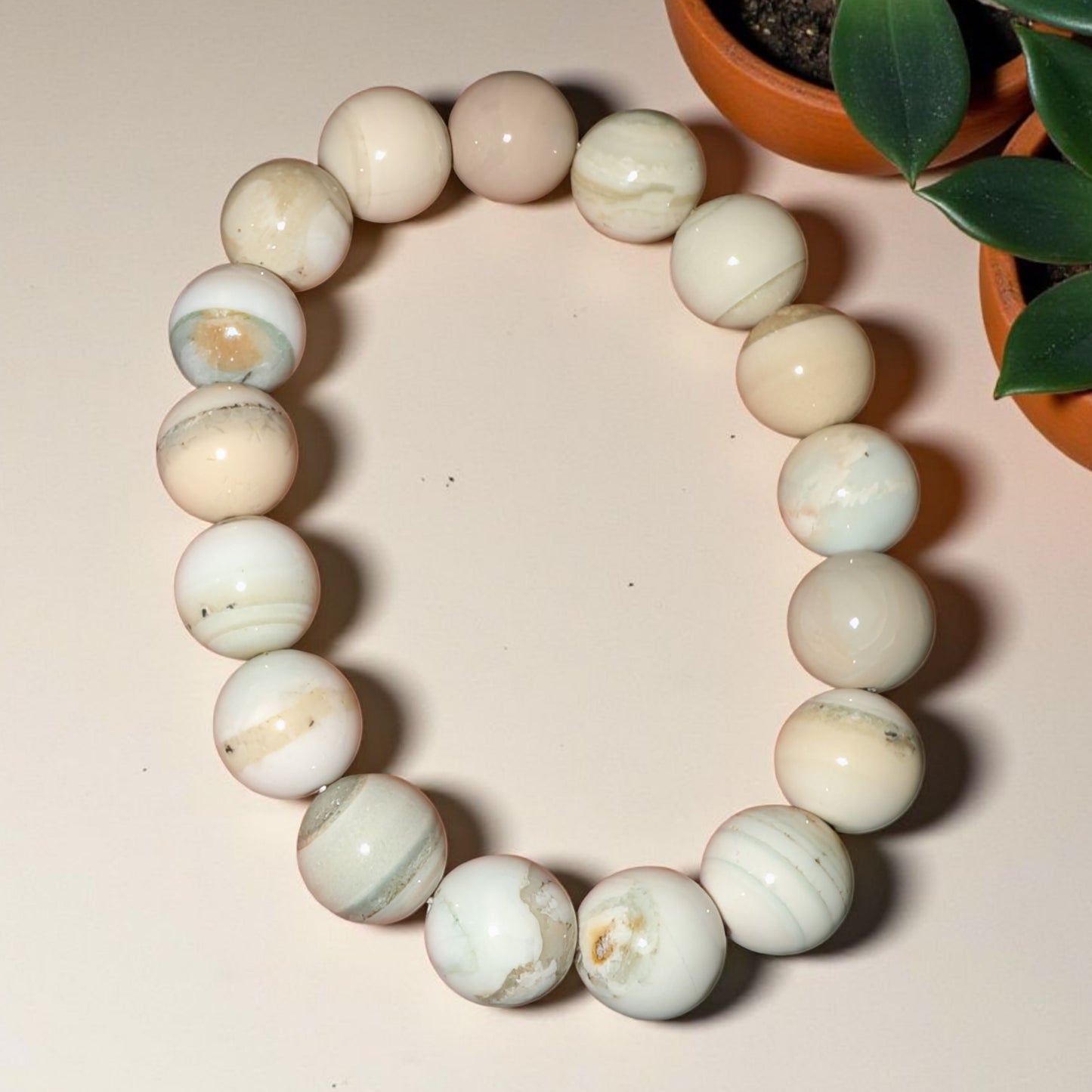 White Jade 12mm Beaded Bracelet