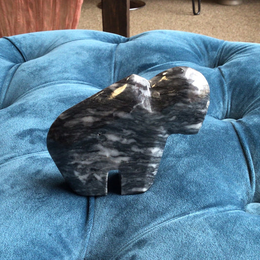Zebra Calcite Bison Carving