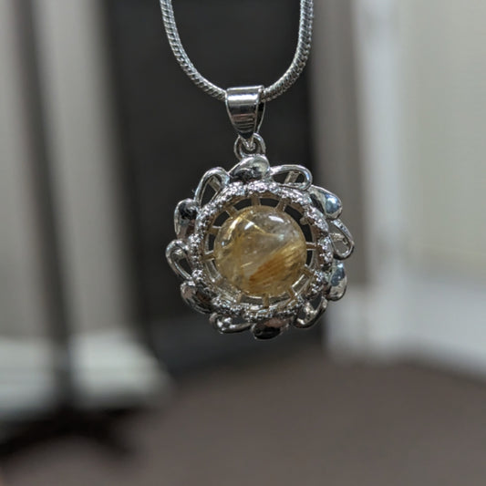 Golden Rutile Sun Pendant