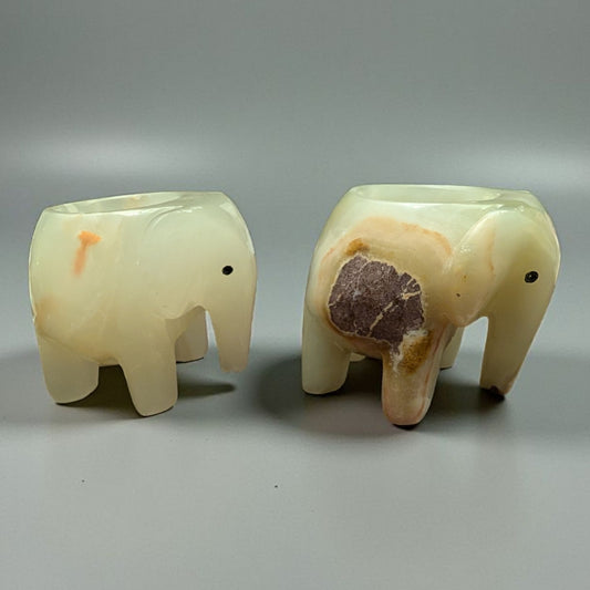 Branded Calcite "Green Onyx" Elephant Tea Light Candle Figures
