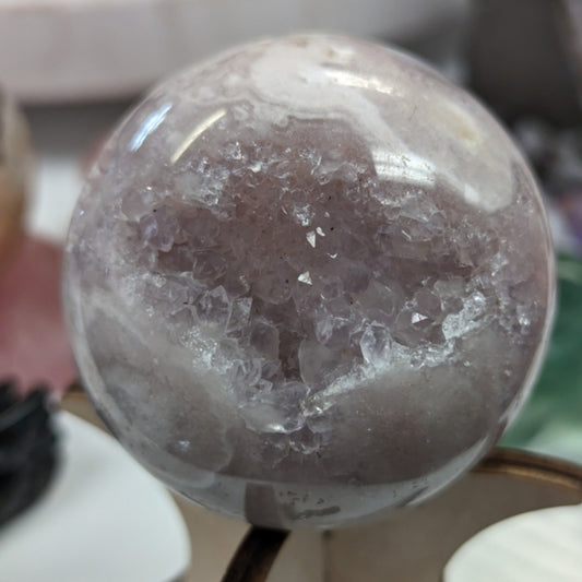 Pink Amethyst and Flower Agate Sphere