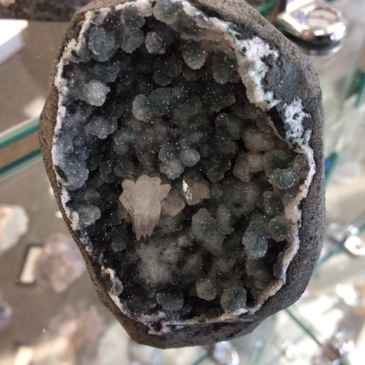 Blue Druzy Chalcedony Geode #398828-1