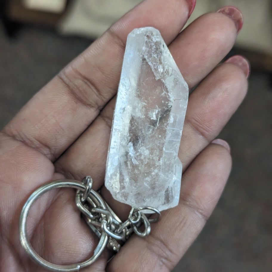 Raw Clear Quartz Keychains