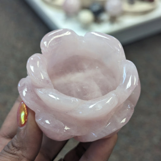 Rose Quartz Flower Bowl
