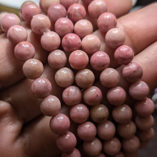 Rhodonite 6mm Beaded Bracelet