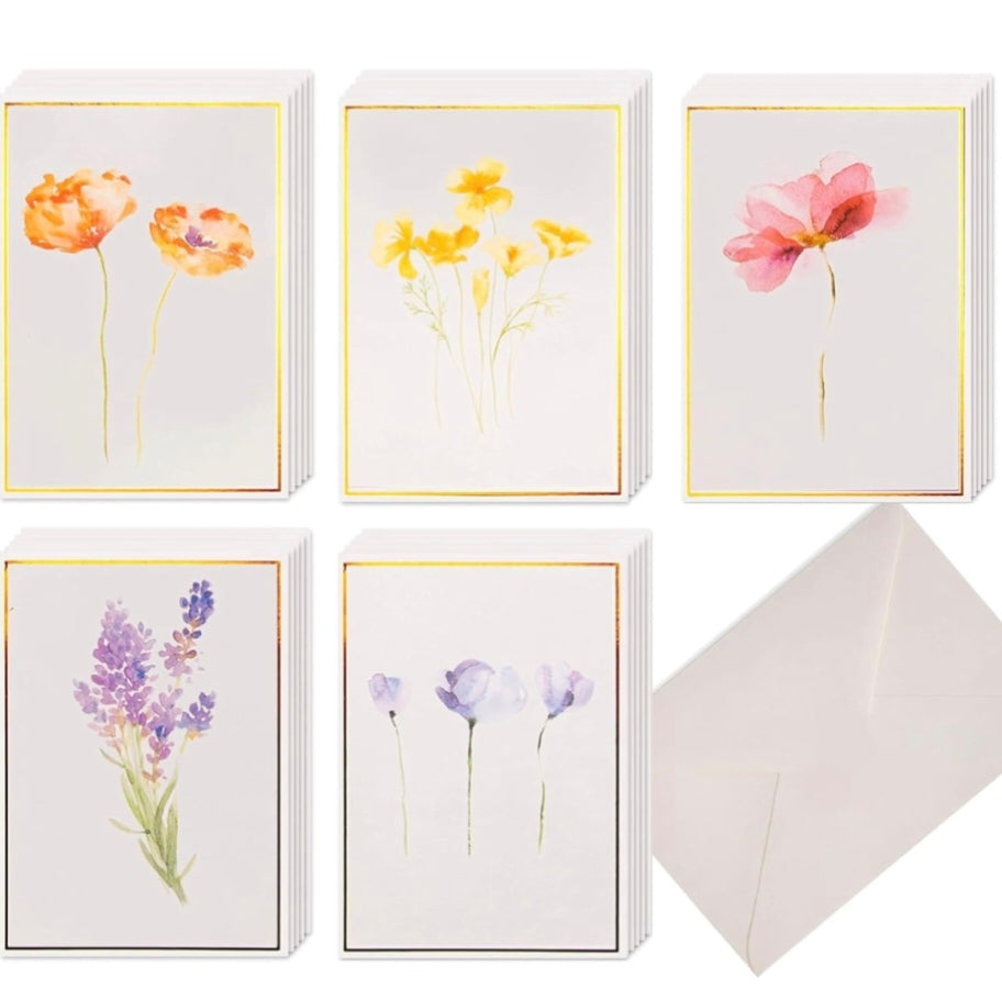 Watercolor Flower Blank Greeting Card