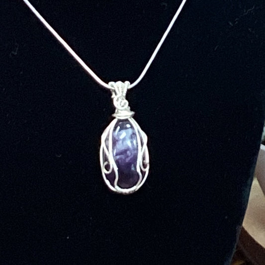 Silver Wrapped Dream Amethyst Necklace