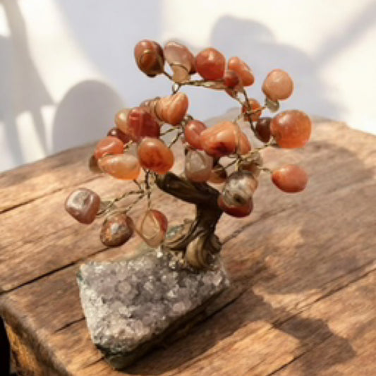 Carnelian Tree on Raw Amethyst