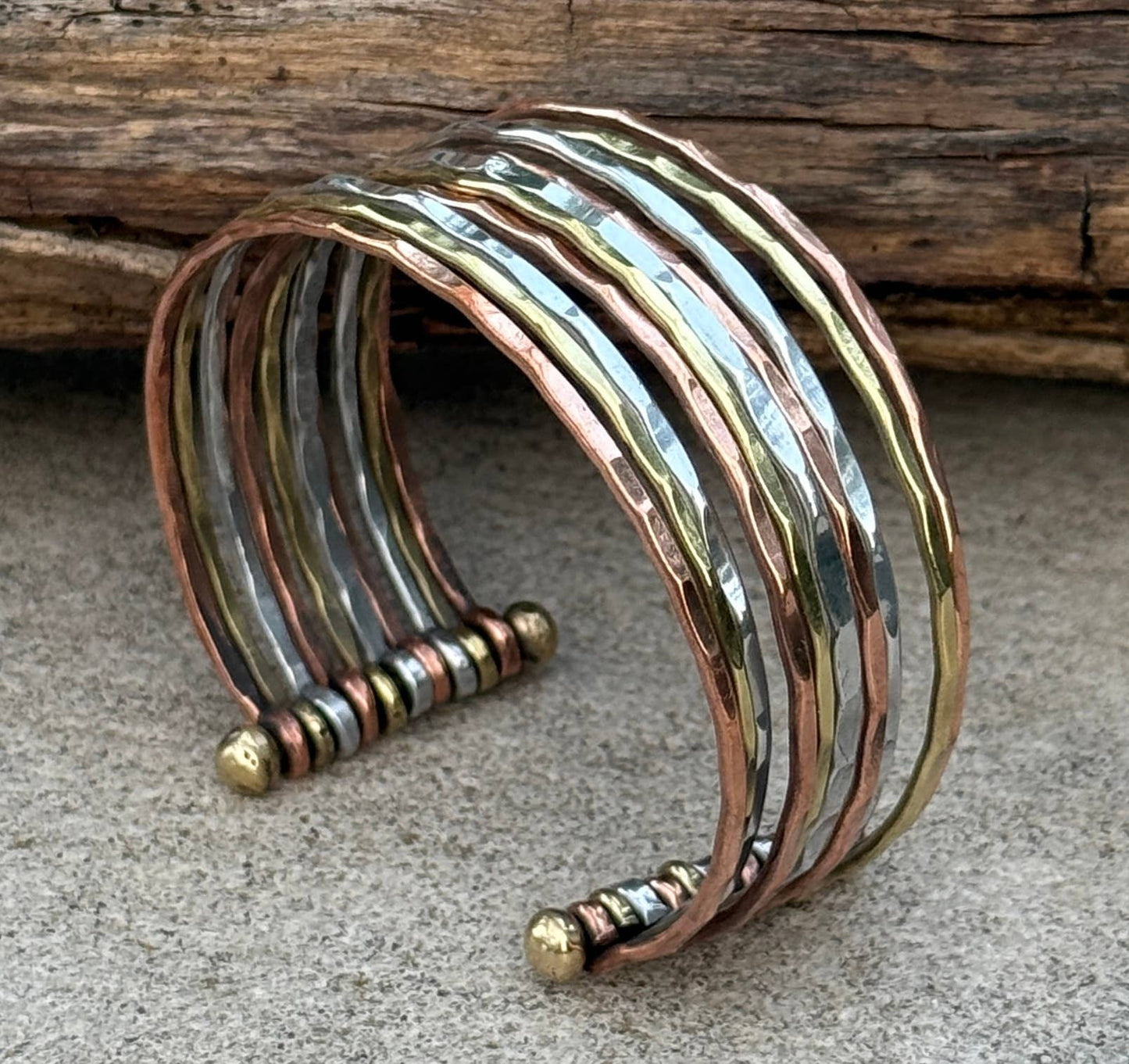 Mix Metals Hammered Cuff Bracelet