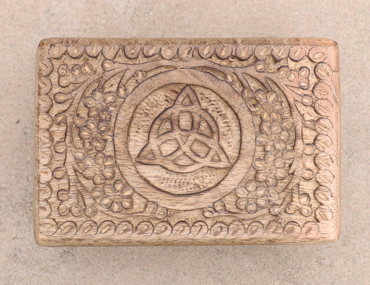 Hand Carved Triquetra Wooden Jewelry, Keepsake, Storage Box