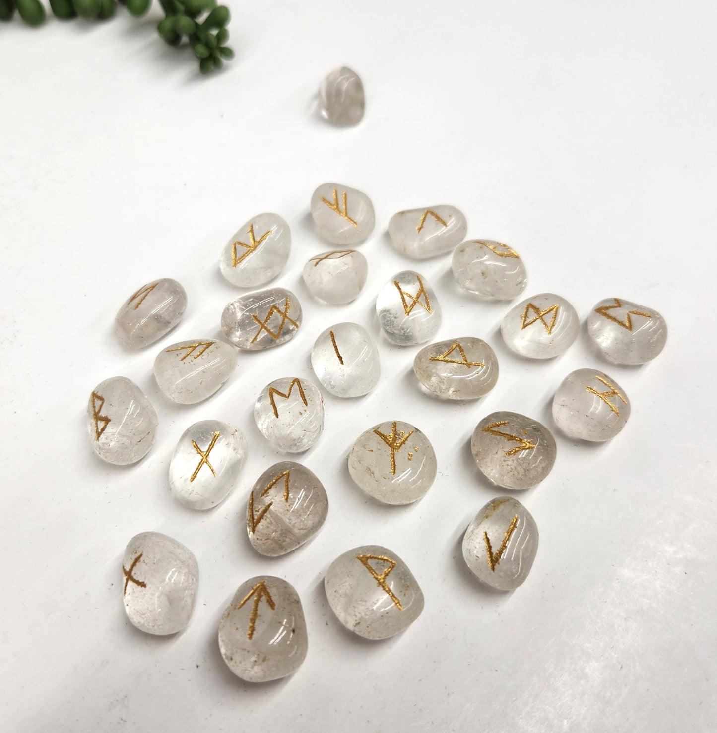 Clear Quartz Rune Sets with Velvet Pouch