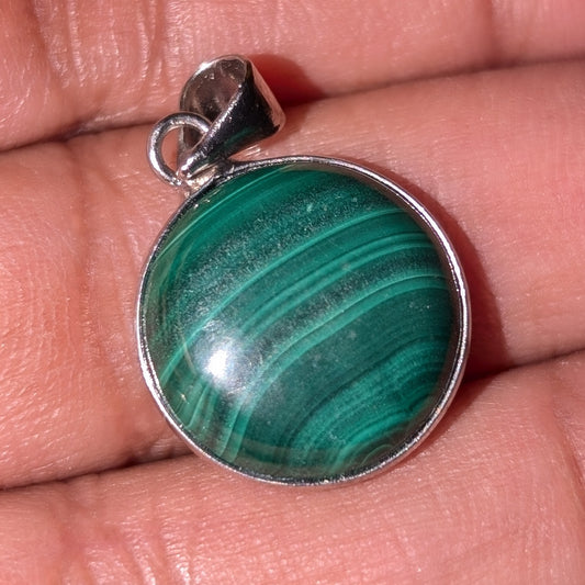 Small Round Malachite Pendant