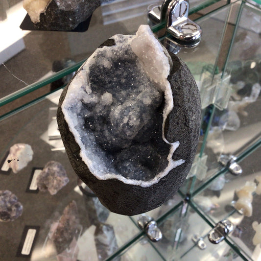 Blue Chalcedony w/ Druzy Quartz Geode #398846