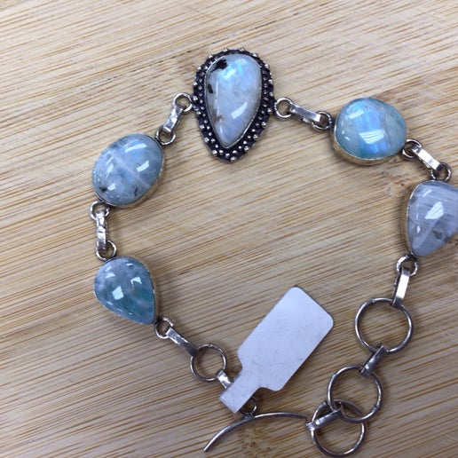 Rainbow Moonstone Metal Bracelet