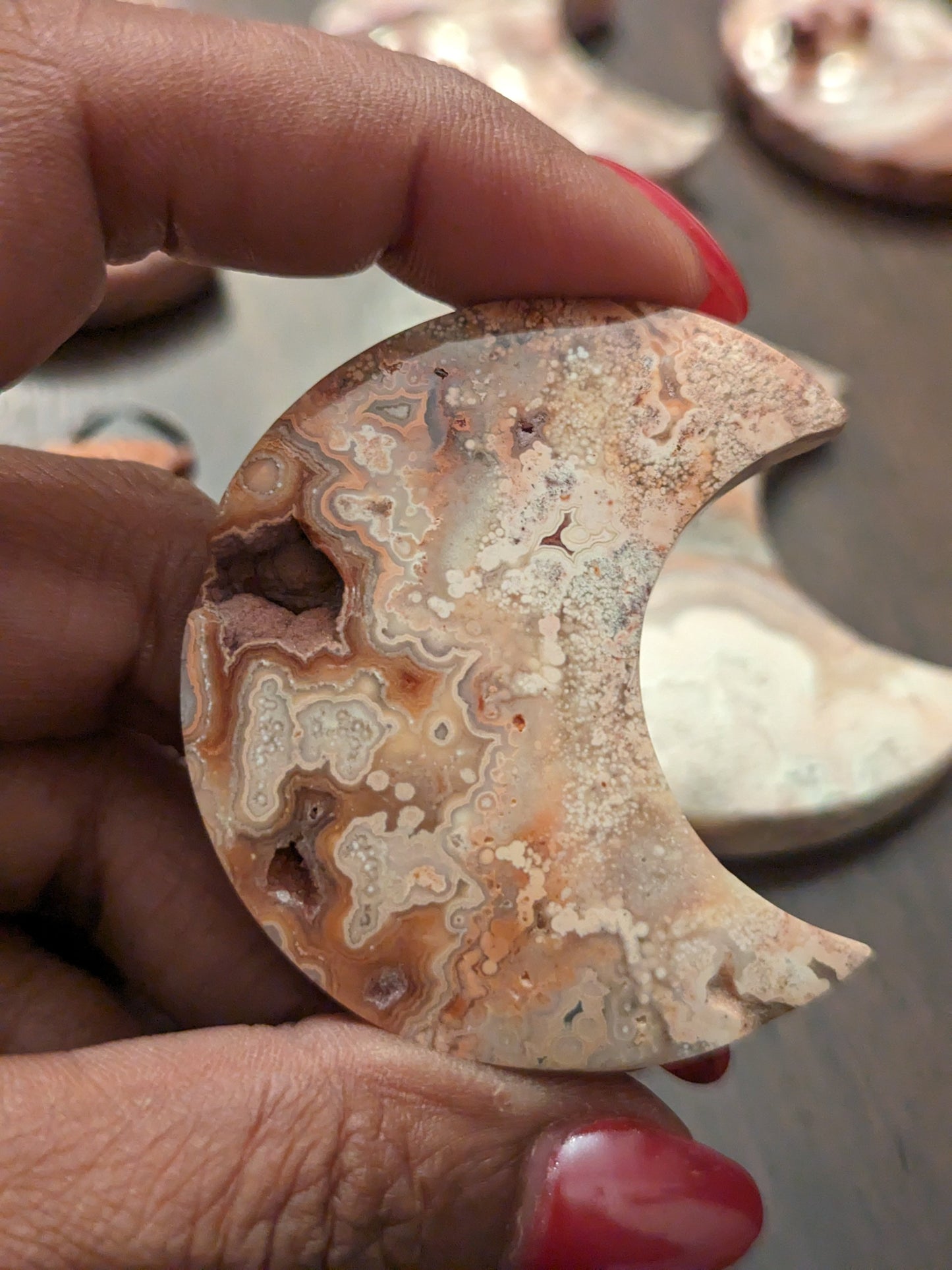 Indonesian Pink Lace Agate Moon