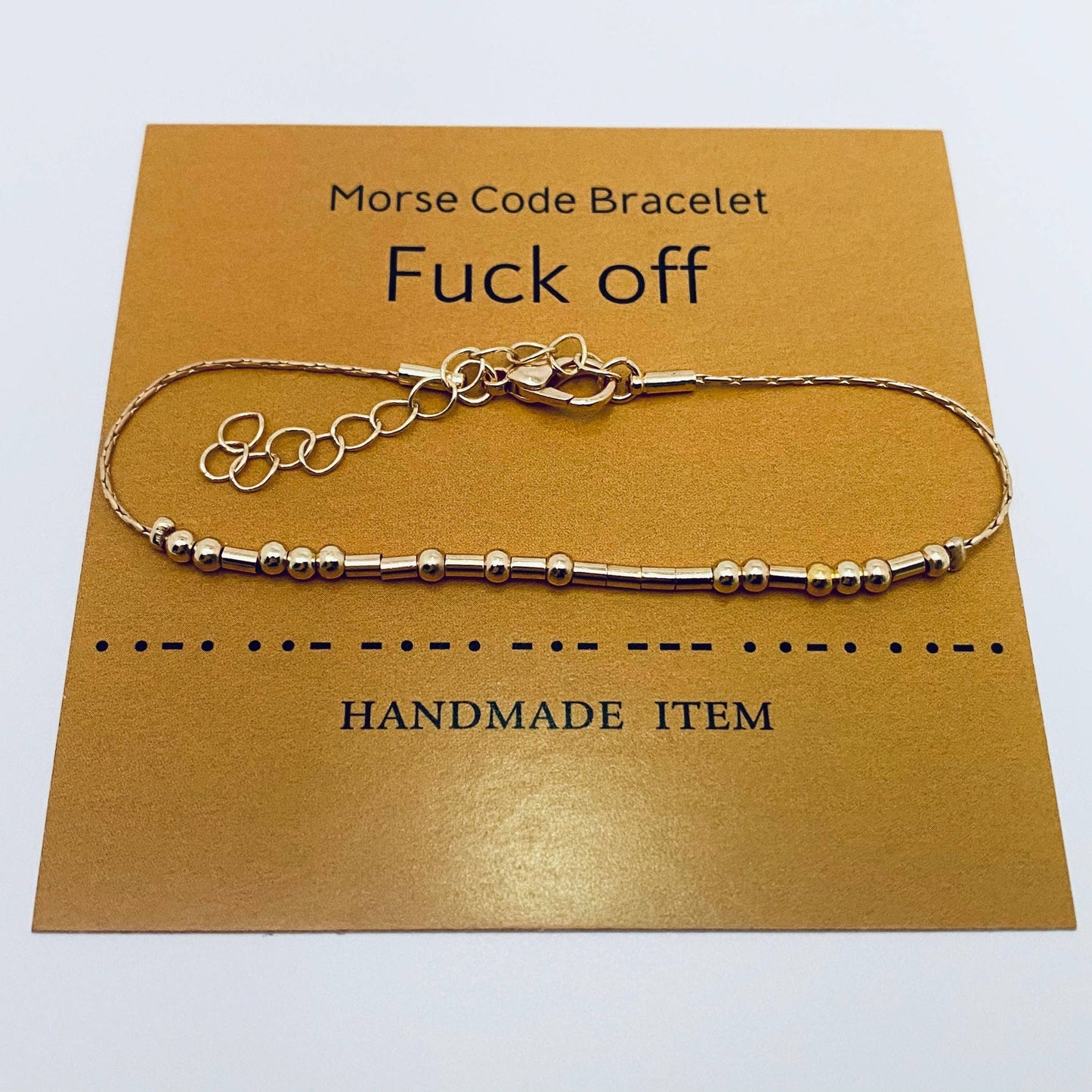 Golden F*** off Handmade Morse Code Bracelets